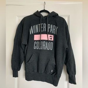 Winter Park Colorado, dark gray hoodie, size small